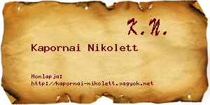 Kapornai Nikolett névjegykártya