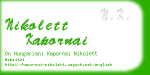 nikolett kapornai business card